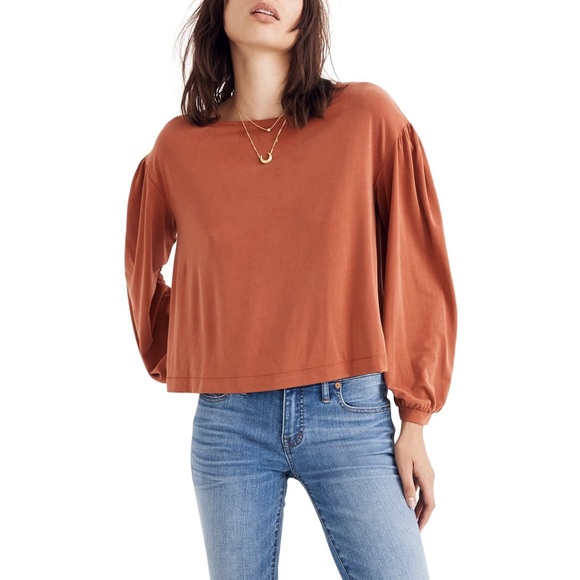 Madewell Tops - Madewell Sandwashed Gathered Sleeve Top
